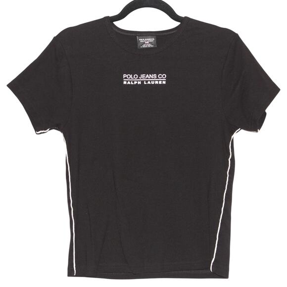 Vintage Polo Jeans Ralph Lauren Black T-shirt 100% Cotton Size Large - Picture 2 of 5